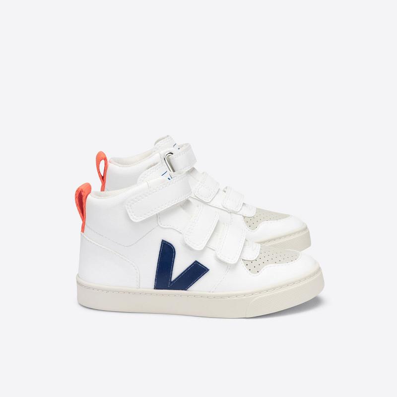 Zapatillas Veja Niños Madrid - V-10 Mid Tenis Blancas Naranjas ES3928548